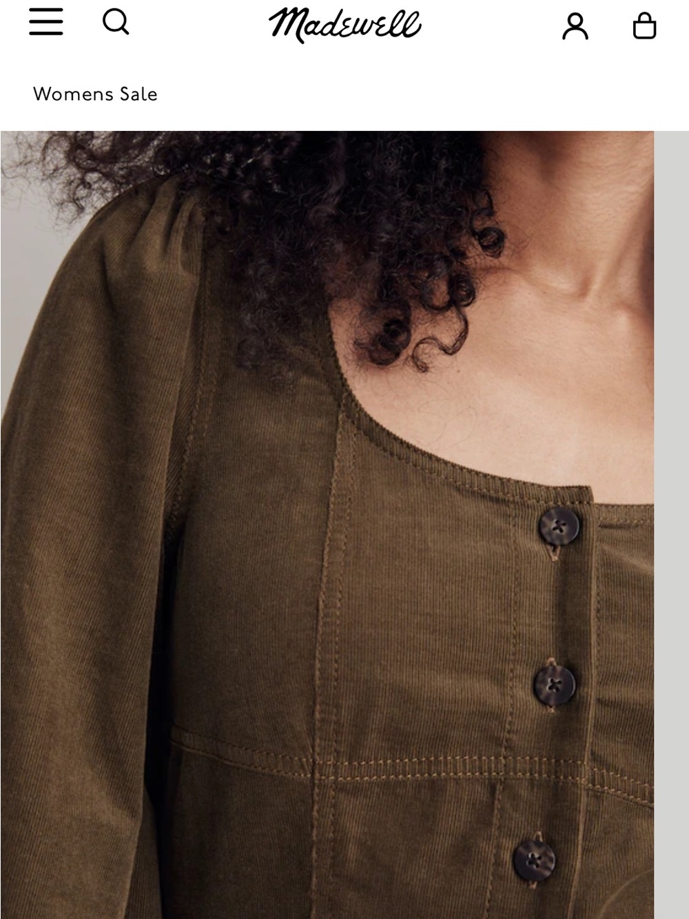 Madewell Corduroy Seamed Long-Sleeve Mini Dress in Kale Size 6 - Picture 4 of 12
